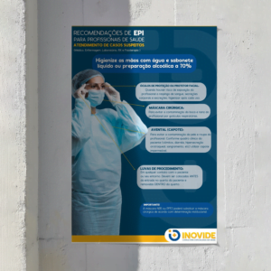 Layout para cartaz de Recomendações de EPI para profissionais de saúde - Atendimento de casos suspeitos